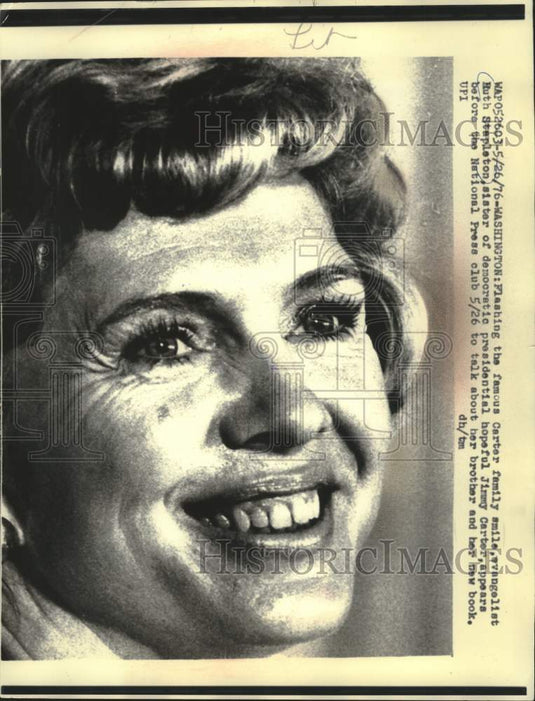 1976 Press Photo Evangelist Ruth Stapleton, Jimmy Carter's sister - mjc37849 - Historic Images