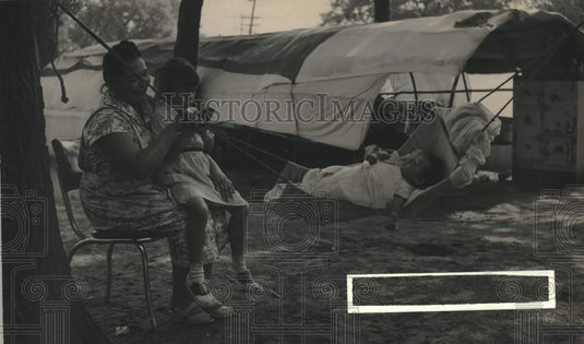 1954, Beatrice La Mere of La Crosse Wisconsin, with daughters - Historic Images