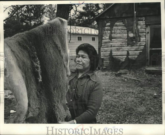1973 Chippewa, Carley hide tanning, Lac Court Oreilles Reservation - Historic Images