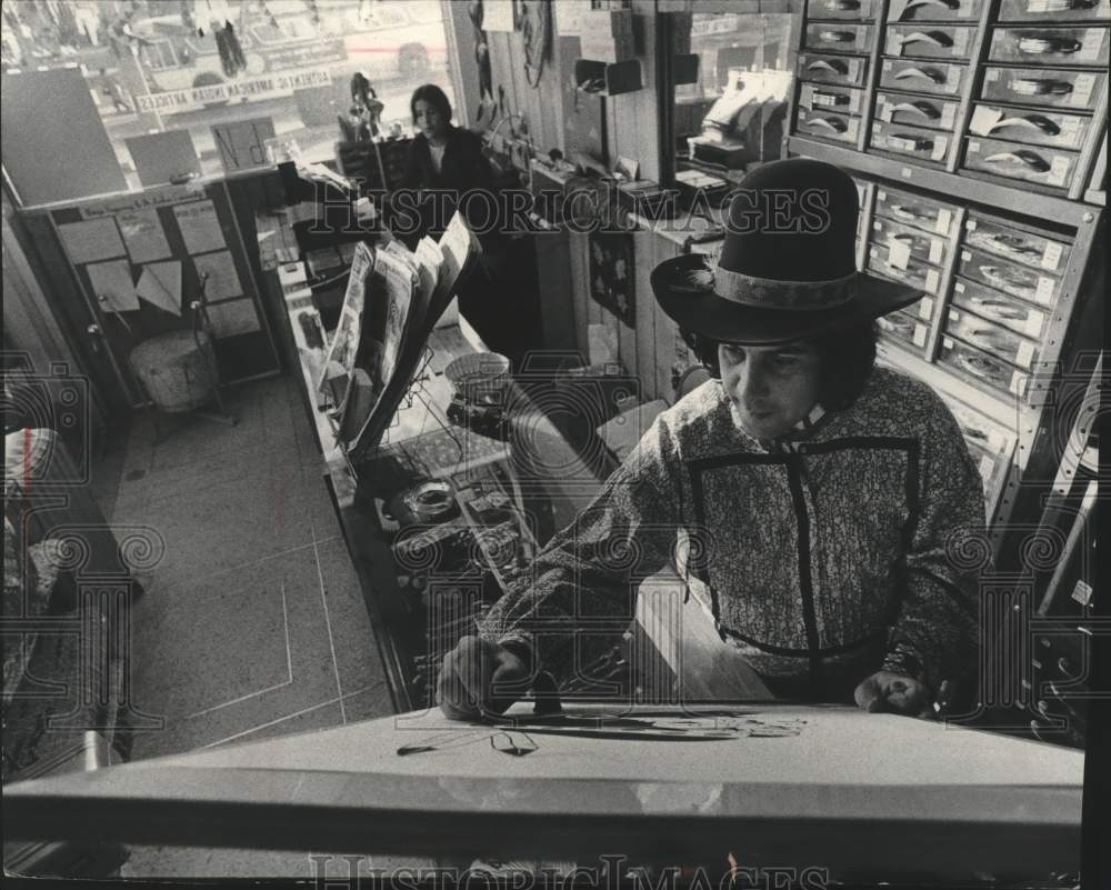 1973, Artist and Native American Mike Spuda Has Shop at 3rd &amp; Juneau - Historic Images
