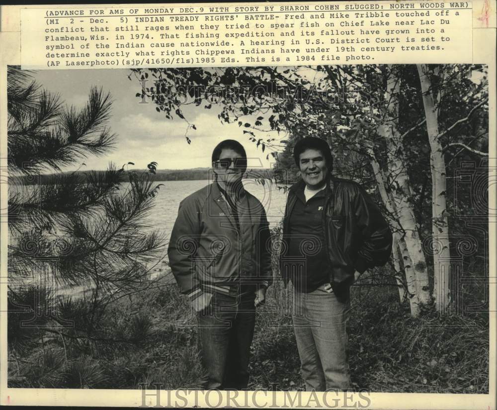 1984 Press Photo Chippewa Indians Fred &amp; Mike Tribble, Chief Lake, WI - Historic Images