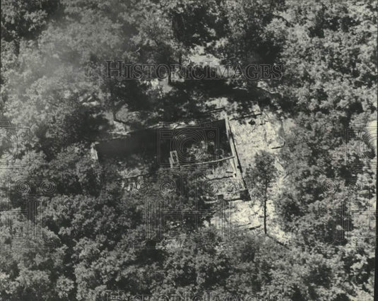 1975 Press Photo aerial view of building foundation, Wisconsin, Menominee Indian - Historic Images