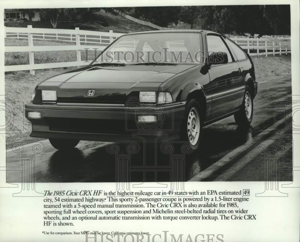 1984 Press Photo 1985 Civic CRX HF, Honda vehicle - mjc38571 - Historic Images