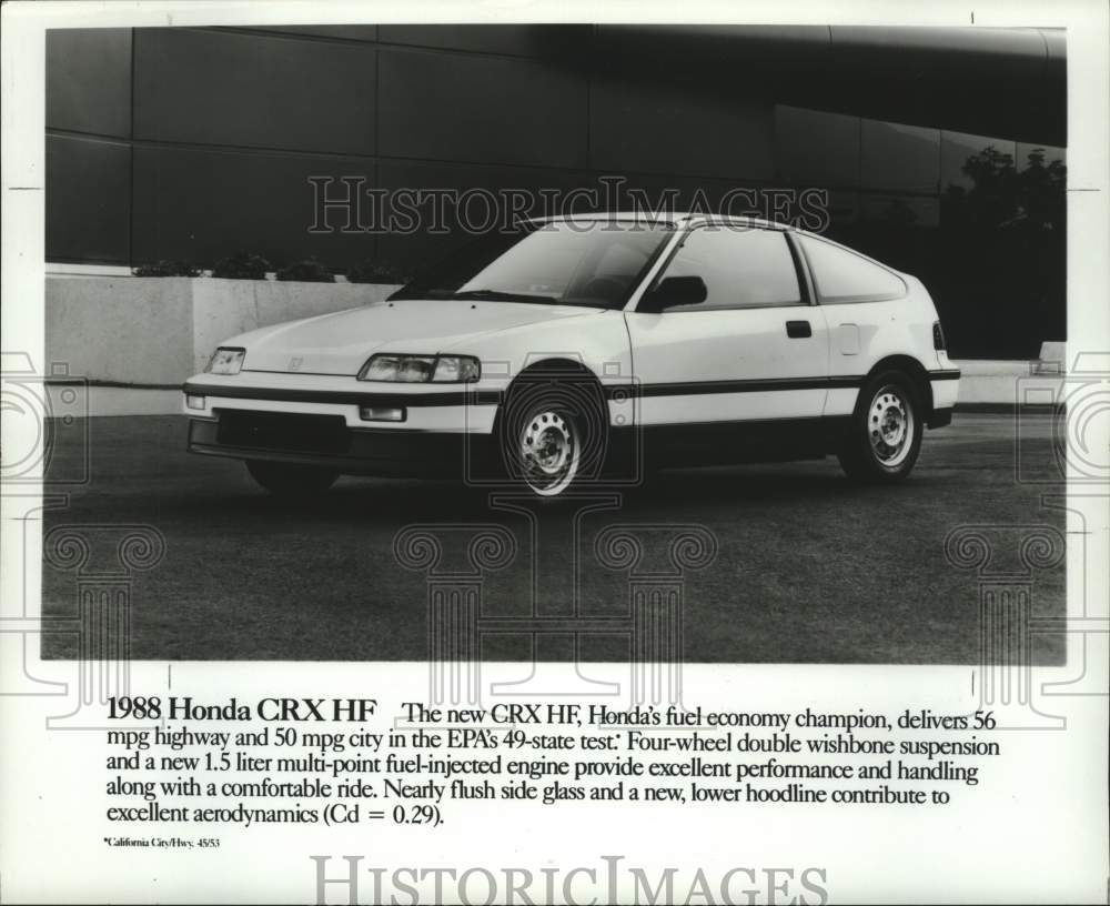 1988 Press Photo Honda CRX HF Coupe vehicle - mjc38582 - Historic Images