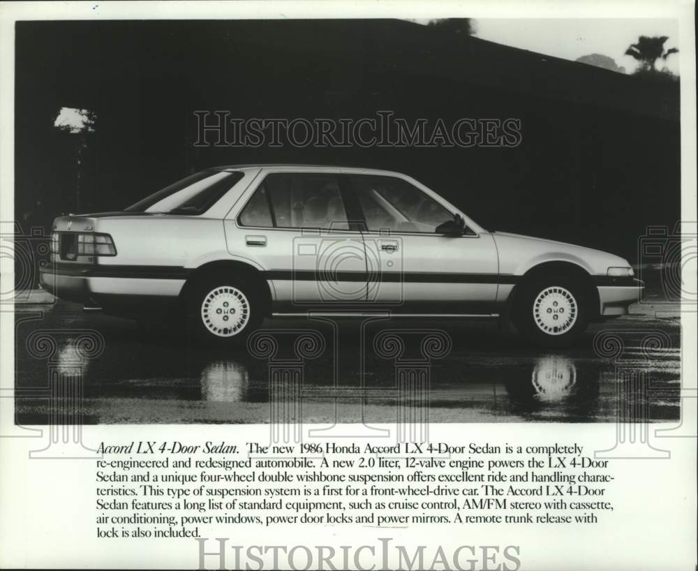 1986 Press Photo Honda Accord LX 4-Door Sedan Automobile - mjc38586 - Historic Images