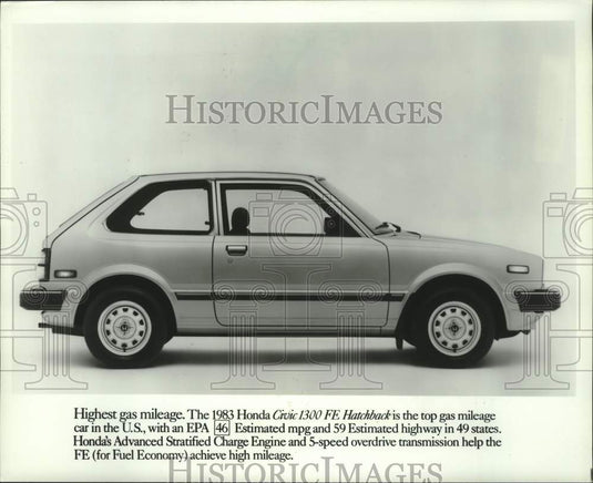 1983 Press Photo Honda Civic 1300 FE Hatchback Automobile - mjc38589 - Historic Images