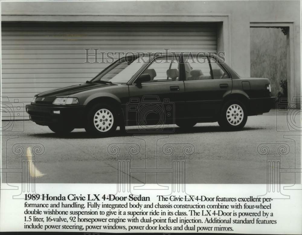 1989 Press Photo Honda Civic LX 4-Door Sedan Automobile - mjc38592 - Historic Images