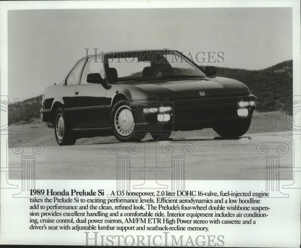 1989 Press Photo Honda Prelude Si Automobile with a fuel-injected engine - Historic Images