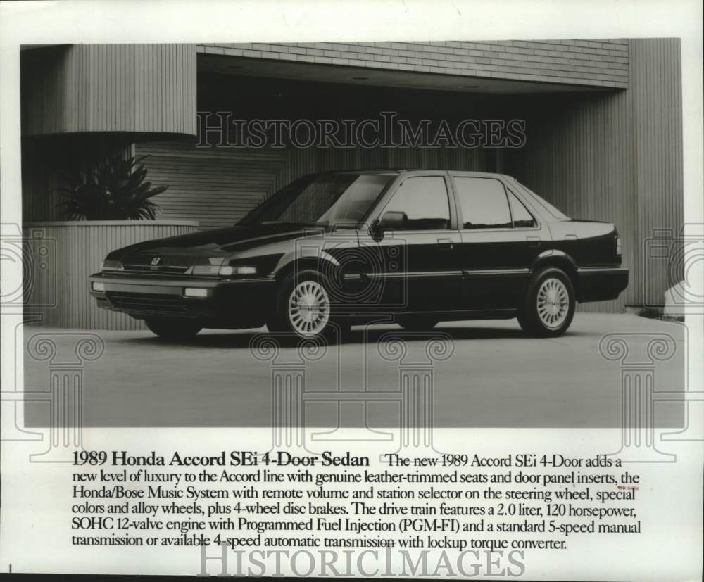 1989 Press Photo Honda Accord SEi 4-Door Sedan Automobile - mjc38597 - Historic Images