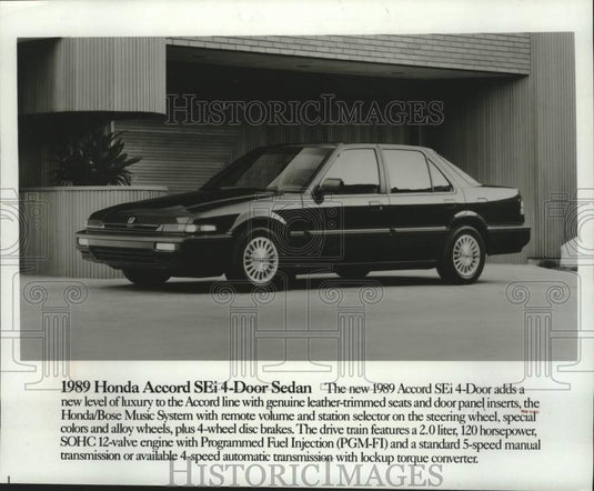 1989 Press Photo Honda Accord SEi 4-Door Sedan Automobile - mjc38597 - Historic Images