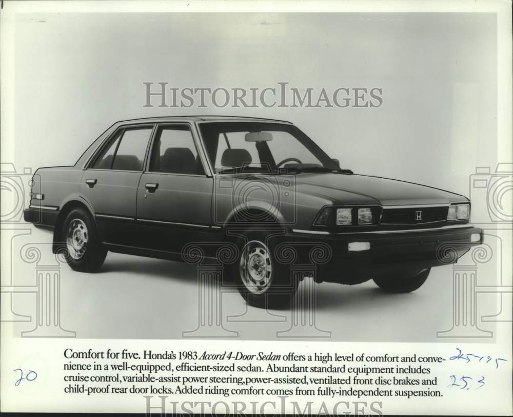 1983 Press Photo Honda&#39;s Accord 4-door sedan vehicle - mjc38605 - Historic Images