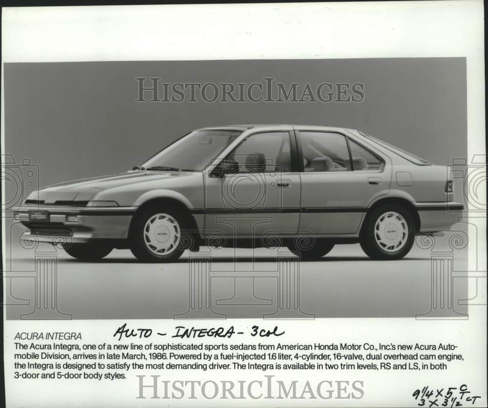 1986 Press Photo Acura Integra Automobile - mjc38878 - Historic Images