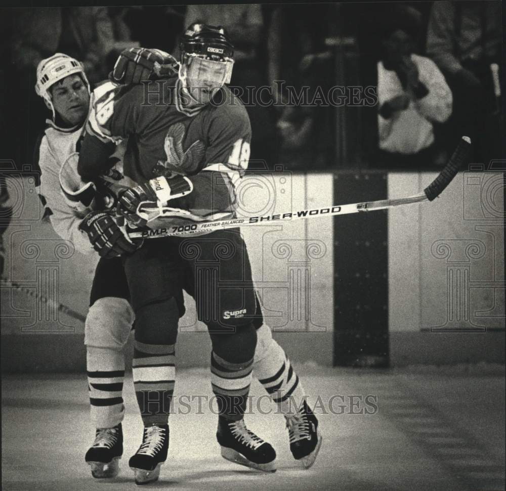 1990 Press Photo Curtis Hunt of the Milwaukee Admirals on the ice - mjc38897 - Historic Images