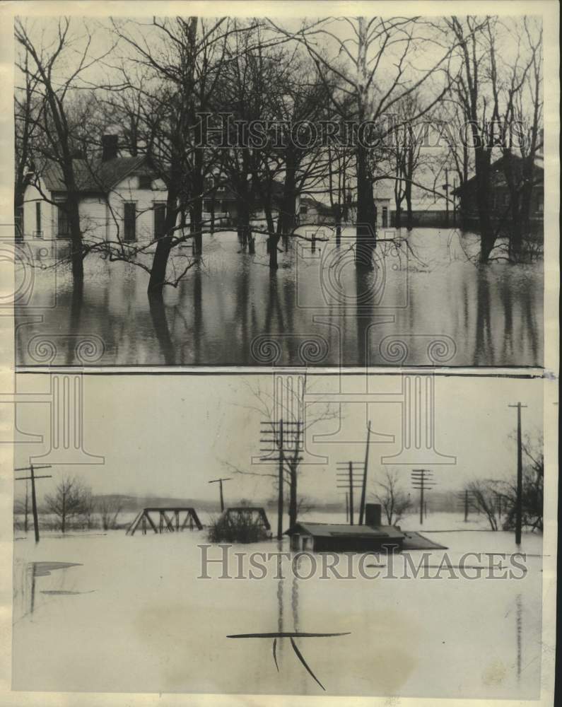 1930 Press Photo Different shots of a flooded Vincennes, Indiana - mjc38933- Historic Images