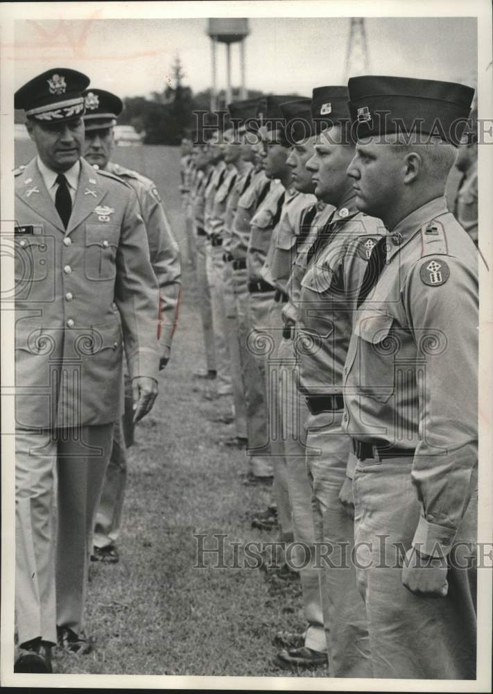 1961 U.S. Army Reserves soldiers inspected by commander - Historic Images