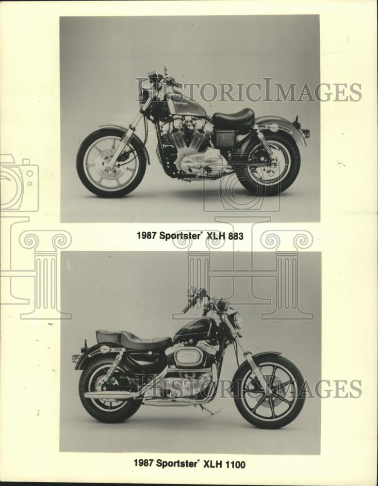 1987 Press Photo Harley-Davidson's Sportster XLH 883 & XLH 1100 motorcycle, WI - Historic Images