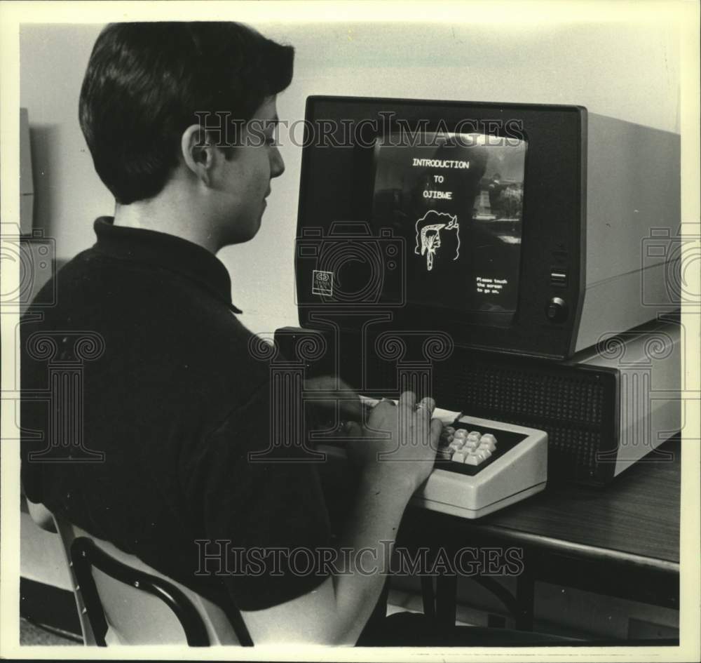 1961, Lac Courte Oreilles High School Student Uses Computer - Historic Images