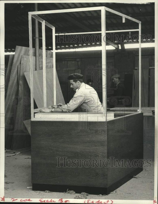 1961 Carpenter Words on Prisoner's Dock, a Booth Used During Trials - Historic Images