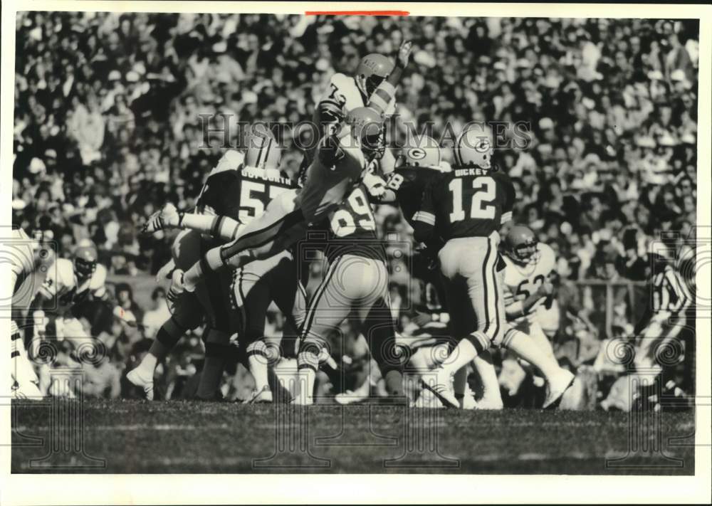 1980 Press Photo Green Bay Packers & Cincinnati Bengals football, Lambeau Field - Historic Images