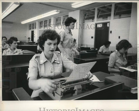 1956, Students practice typing, stenography & more for the Army - Historic Images