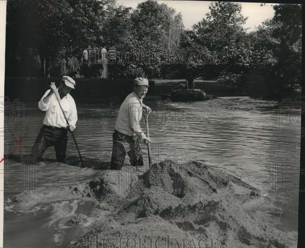 1953 Workers Try to Repair Break in Dam at William McGovern Park - Historic Images