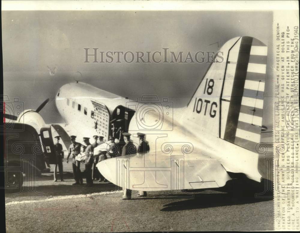 1940, Army&#39;s new airplane ambulance demonstration in Washington - Historic Images