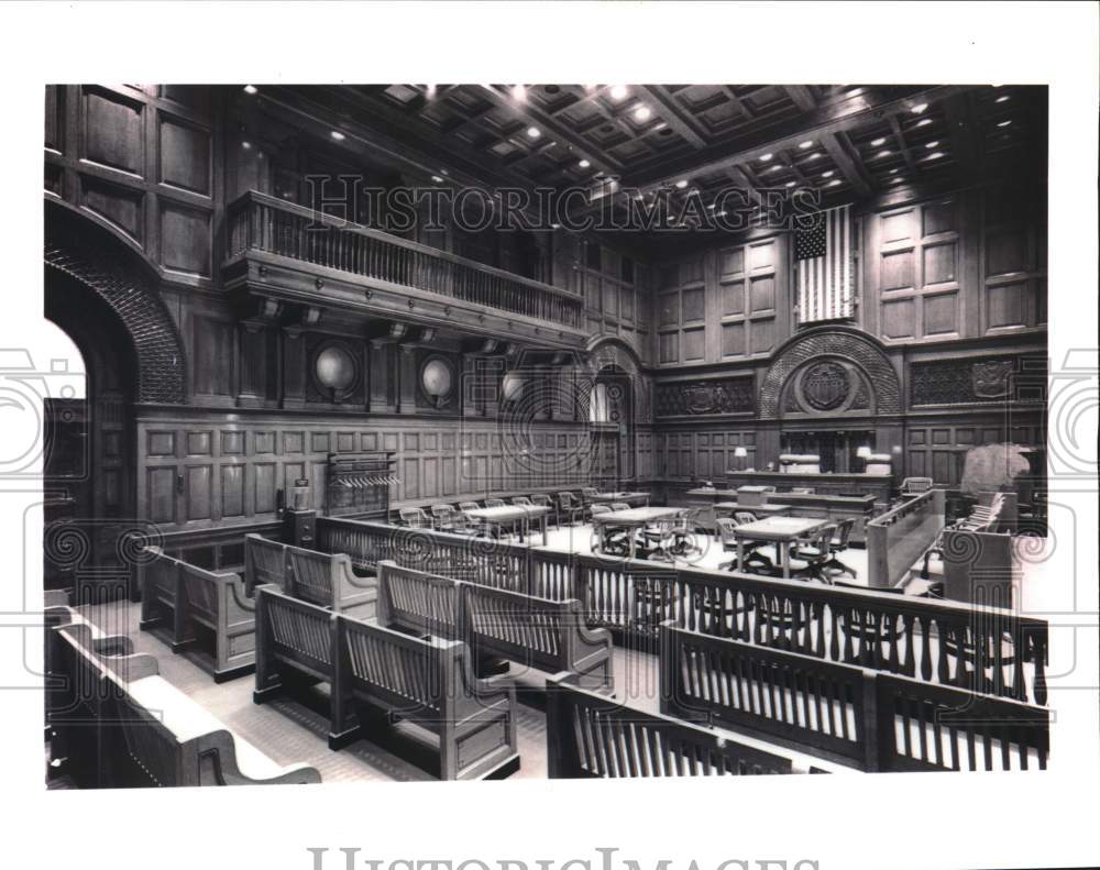 1967 Press Photo Superb Paneling In Most Distinctive Courtroom In United States - Historic Images