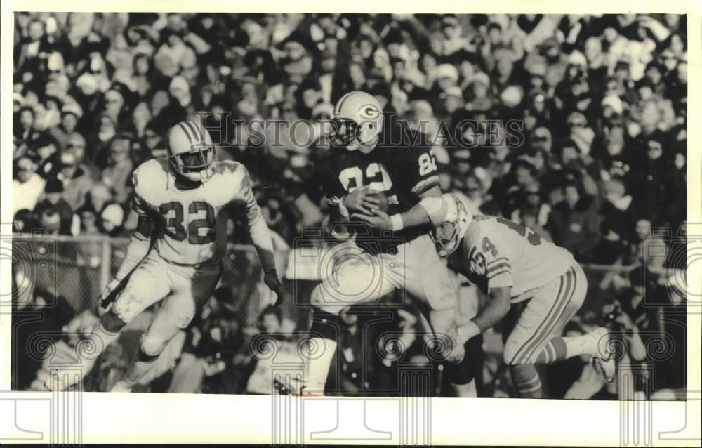 1980 Press Photo Green Bay Packers &amp; Houston Oilers football game, Lambeau Field - Historic Images