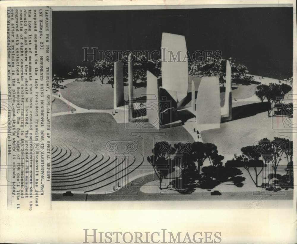 1964, Rejected Design for Monument to President Franklin D. Roosevelt - Historic Images