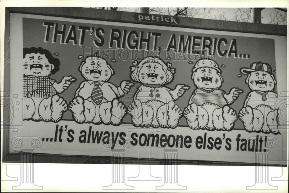 1994 Press Photo One of the Fifteen &quot;Crybaby&quot; Billboards in Milwaukee, Wisconsin - Historic Images