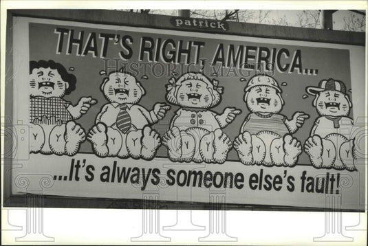 1994 Press Photo One of the Fifteen "Crybaby" Billboards in Milwaukee, Wisconsin - Historic Images