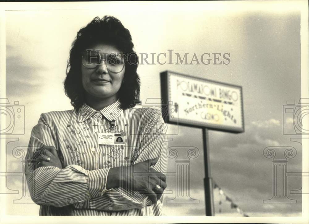 1992 Press Photo Potawatomi Indian Lori Stage, Northern Lights Bingo Manager, WI - Historic Images