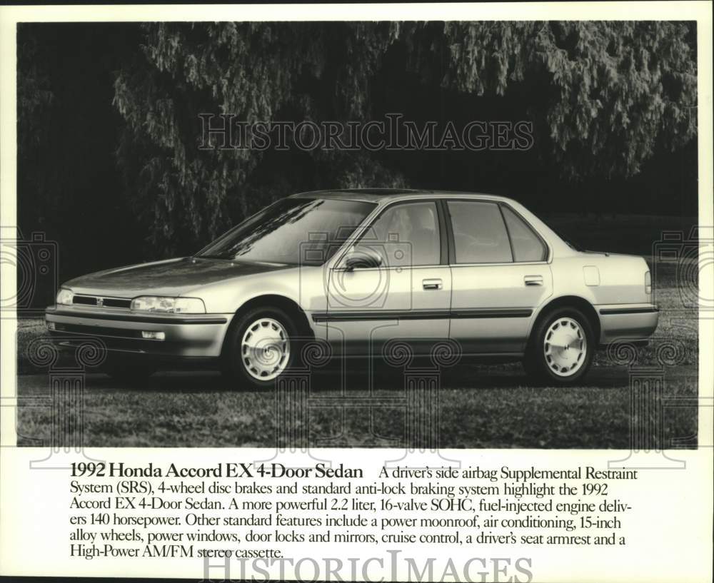 1992 Press Photo Honda Accord EX 4-door Sedan - mjc40006 - Historic Images