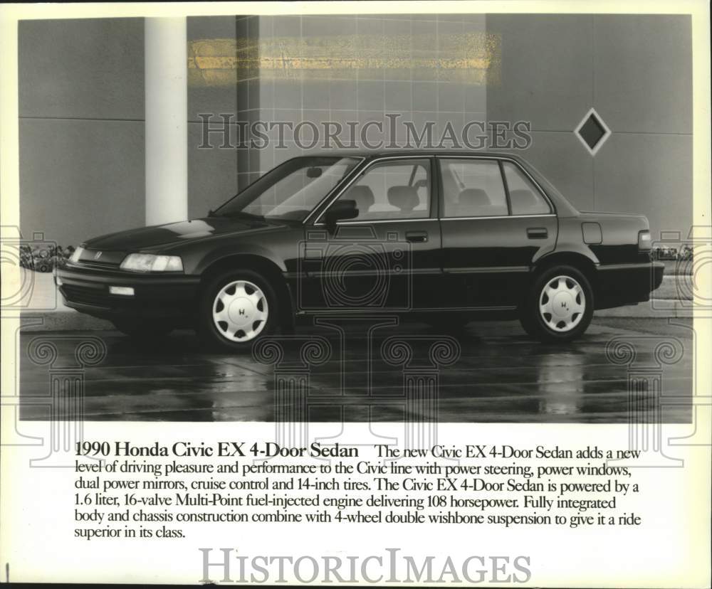 1990 Press Photo Honda Civic EX 4-Door Sedan - mjc40030 - Historic Images