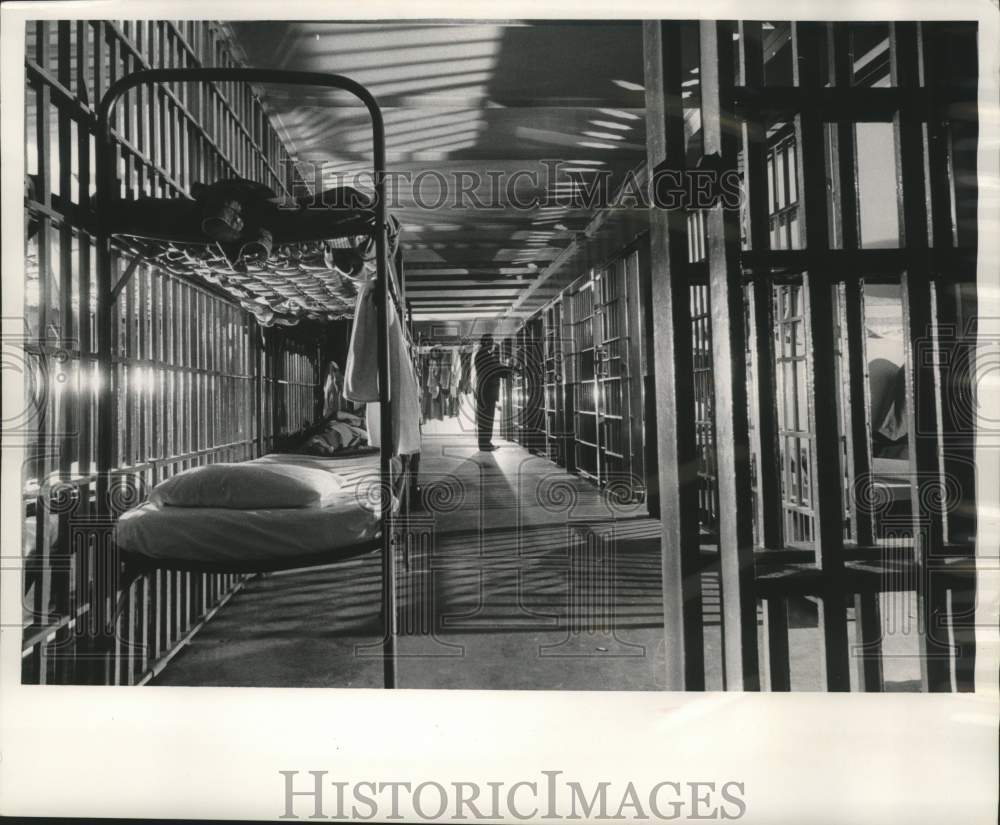 1962, Sheriff George Witkowski inspects a Milwaukee jail cell block - Historic Images