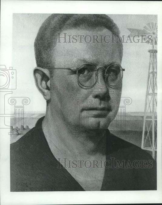 1984 Press Photo Grant Woods artist, "Self-Portrait."-Art Institute of Chicago - Historic Images
