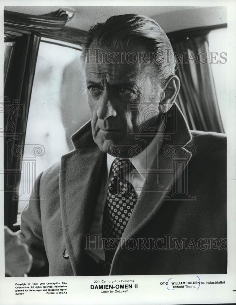 1978 Press Photo William Holden actor stars in "Damien-Omen II." - mjc40349 - Historic Images
