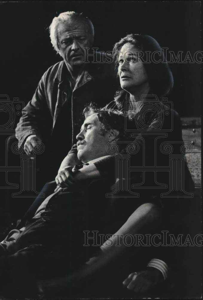 1973 Press Photo Ed Flanders, Jason Robards, Colleen Dewhurst actors, - Historic Images