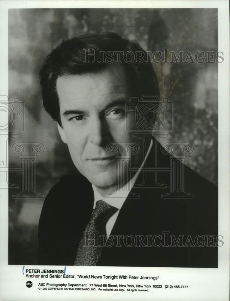 1989 Press Photo Peter Jennings anchor and editor for &quot;World News Tonight.&quot; - Historic Images