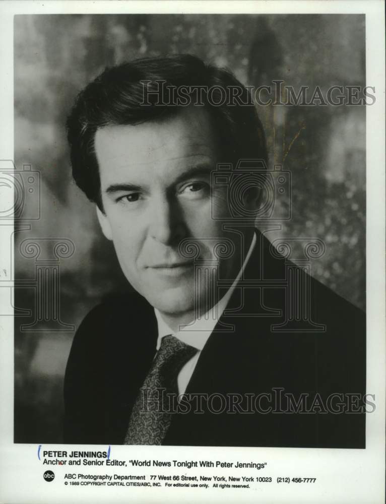 1989 Press Photo Peter Jennings anchor and editor for "World News Tonight." - Historic Images