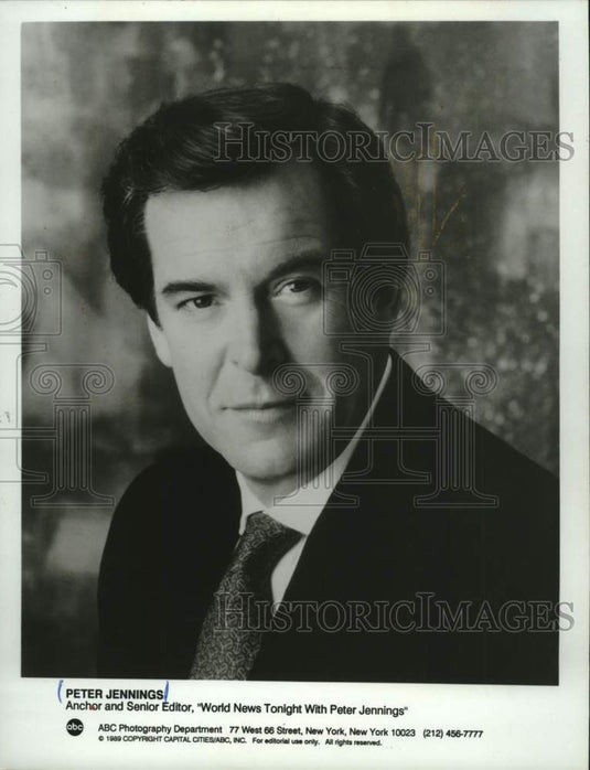 1989 Press Photo Peter Jennings anchor and editor for "World News Tonight." - Historic Images
