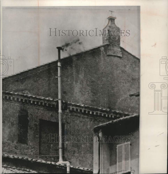 1963, Black Smoke from Sistine Chapel Chimney, Vatican City, Rome - Historic Images