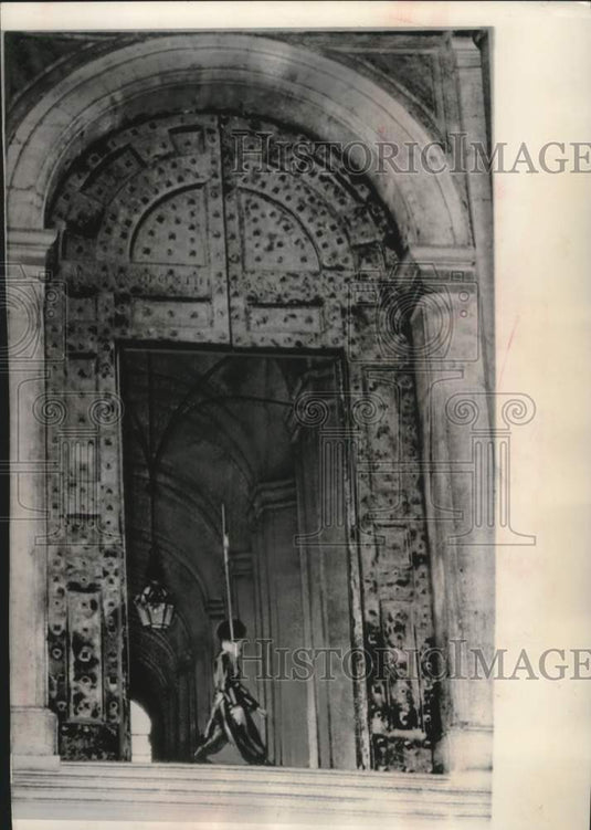 1963, Swiss Guards at Apostolic Palace, Vatican City, Rome - Historic Images