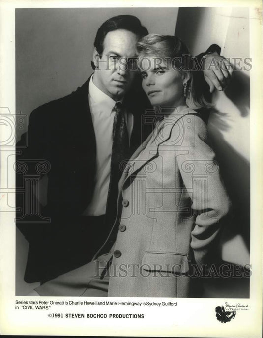 1991 Press Photo Mariel Hemingway, Peter Onorati actors star in "Civil Wars." - Historic Images