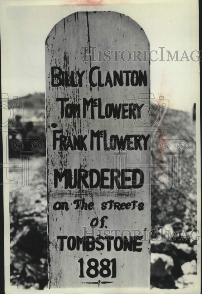 Press Photo Marker in Boot Hill Cemetery at Tombstone Arizona - mjc41016 - Historic Images