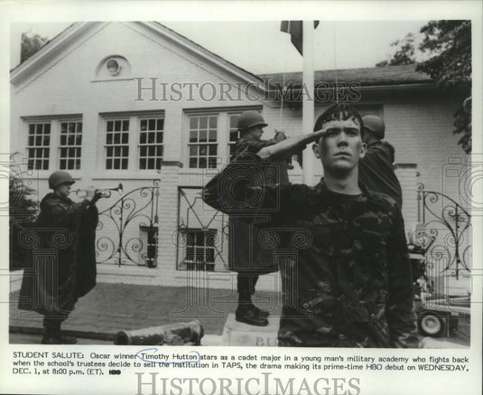 1982 Press Photo Actor Timothy Hutton as a military cadet in the drama "TAPS" - Historic Images