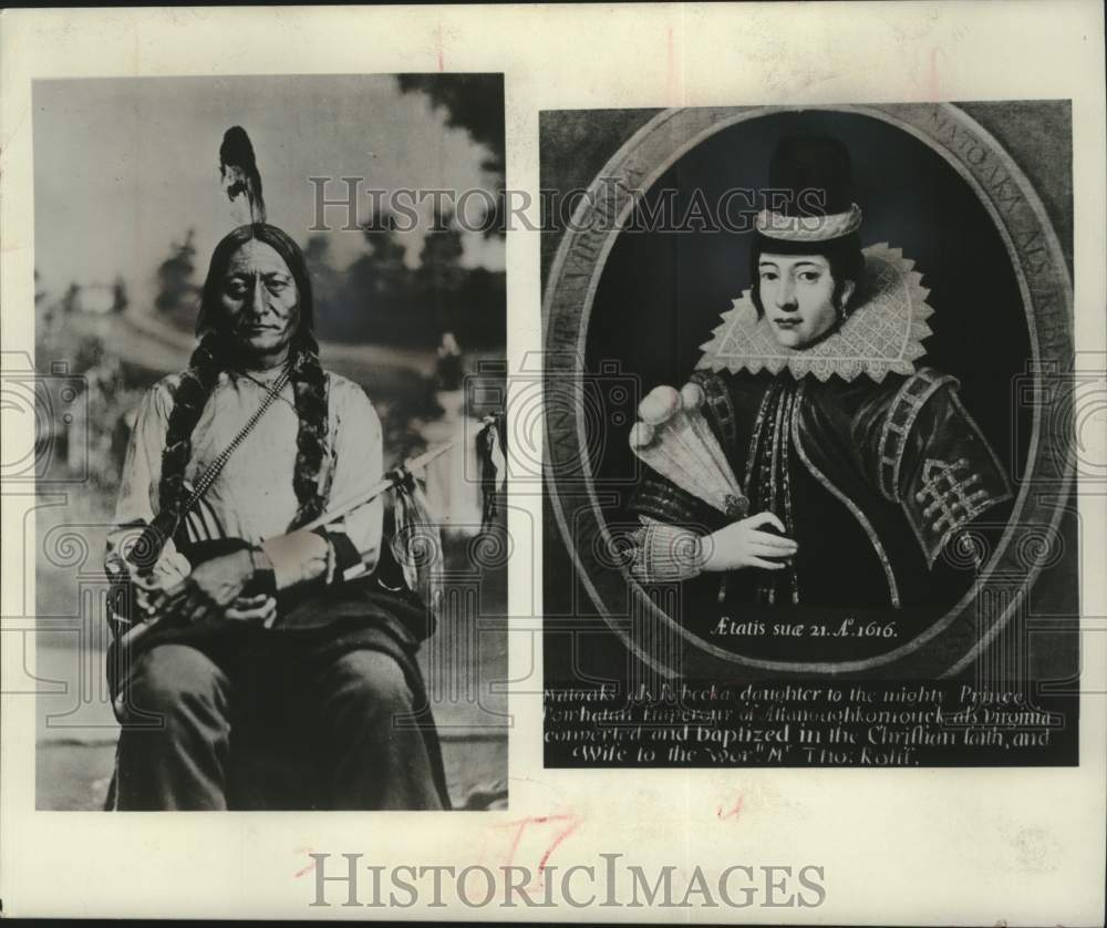 1976 Press Photo Sitting Bull, Pocahontas, portraits of Native Americans - Historic Images