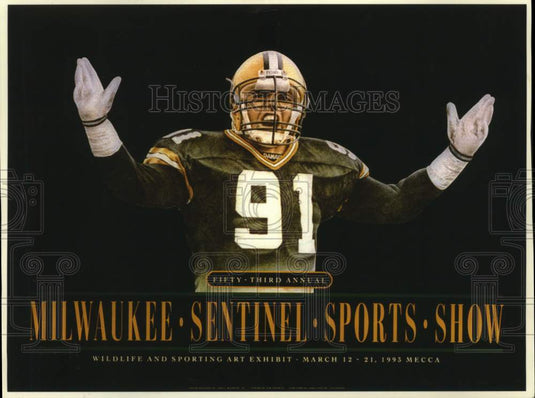 1993 Press Photo Football player on a Milwaukee Sentinel Sports Show poster - Historic Images
