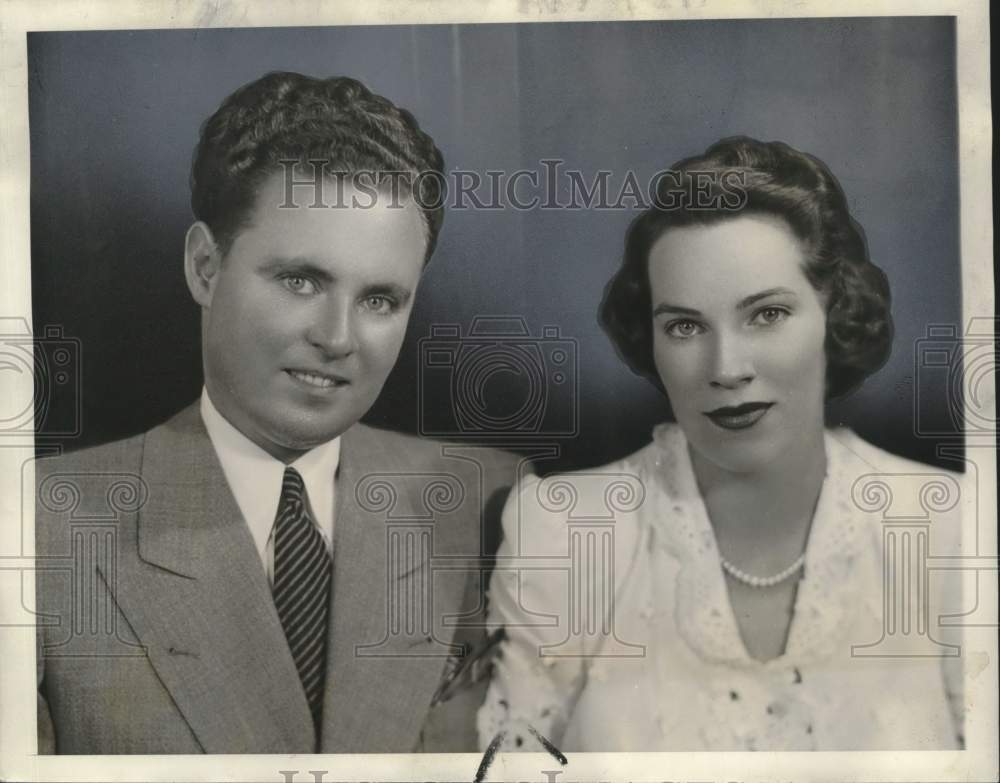 1940, Fred B. Snite, Jr. of Chicago poses with his wife in Chicago. - Historic Images