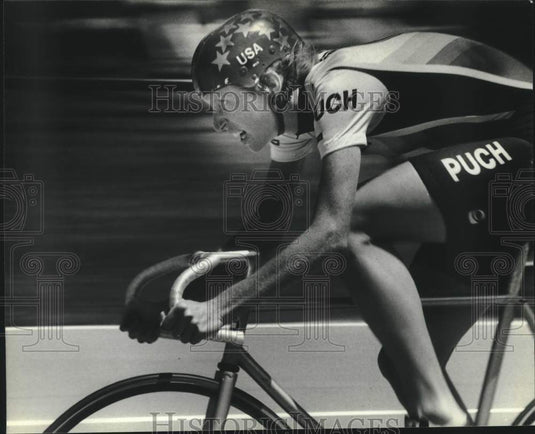 1982 Press Photo Connie Carpenter, American Cyclist, in Wisconsin Race - Historic Images